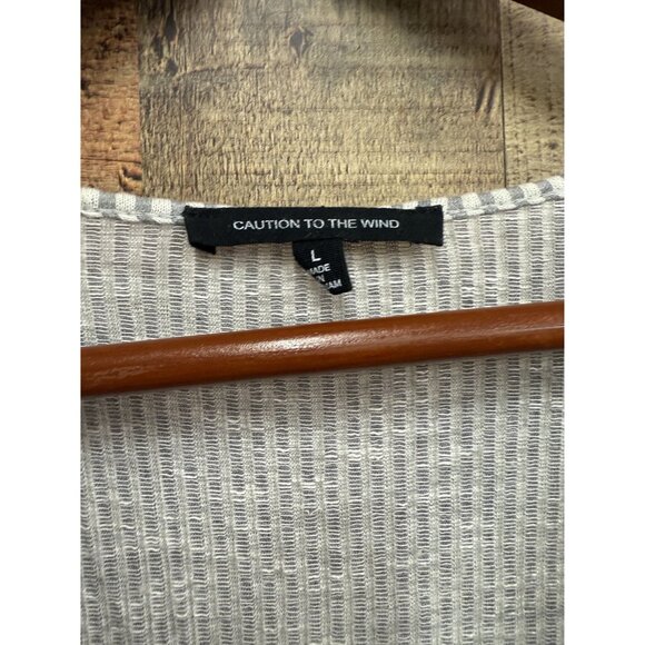 Caution To The Wind A Line Dress Gray Stripe Short Sleeve Large - Picture 2 of 9